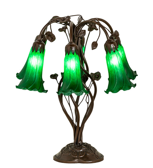 Meyda Tiffany - 255806 - Six Light Table Lamp - Green Pond Lily - Mahogany Bronze