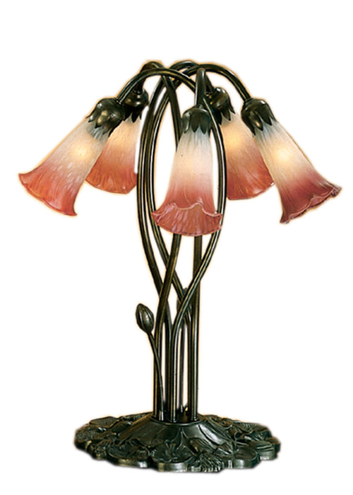 Meyda Tiffany - 16012 - Five Light Accent Lamp - Pink/White Pond Lily - Mahogany Bronze