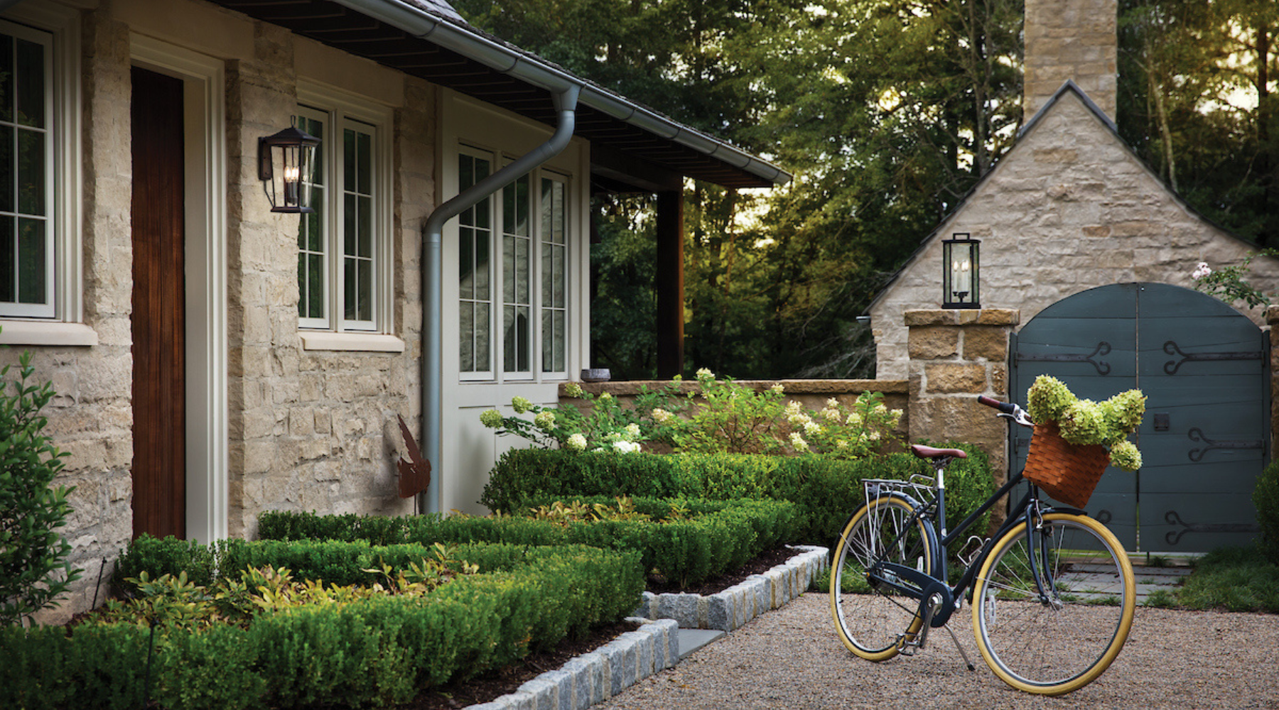 Front porch with a bicycle sitting outside