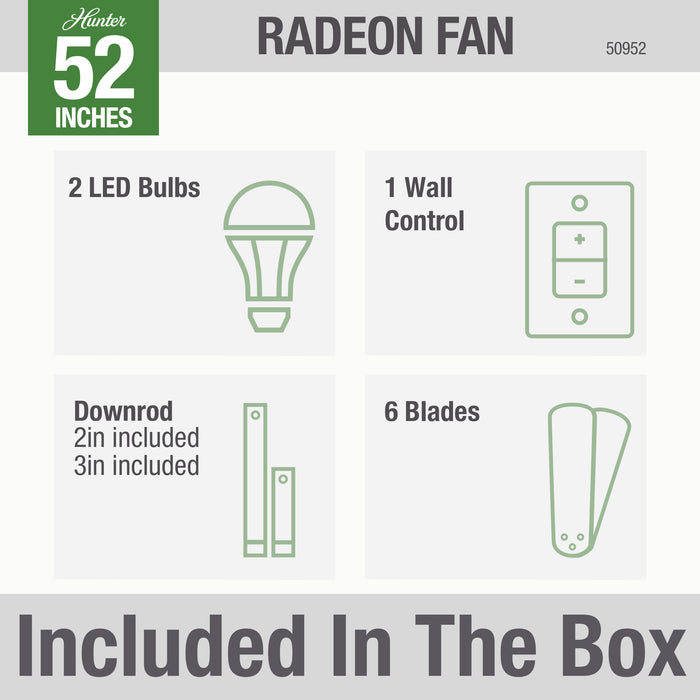Radeon 52" Ceiling Fan-Fans-Hunter-Lighting Design Store
