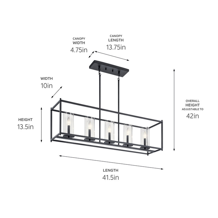 Kichler - 43995BK - Five Light Linear Chandelier - Crosby - Black