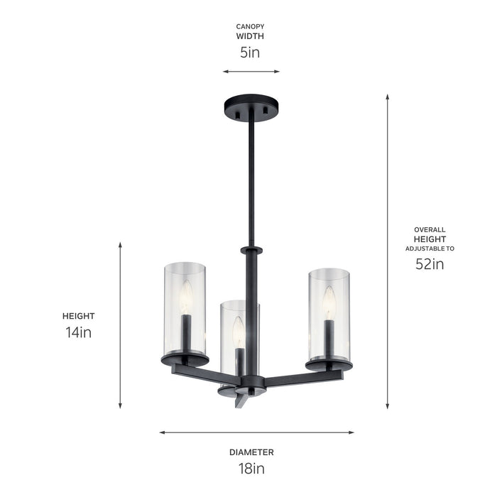Kichler - 43997BK - Three Light Chandelier/Semi Flush - Crosby - Black