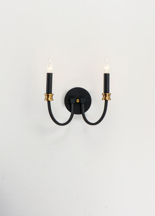 Maxim - 11372BKAB - Two Light Wall Sconce - Charlton - Black / Antique Brass