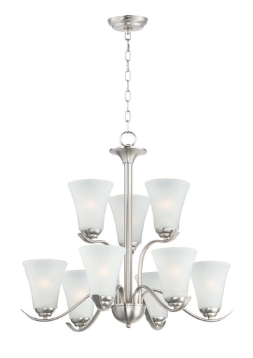 Vital Nine Light Chandelier Satin Nickel