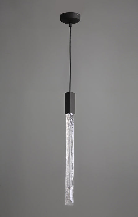 Avenue Lighting - HF5401-BLK - One Light Pendant - Alpine - Black With Clear And White Marbleized Blown Glass