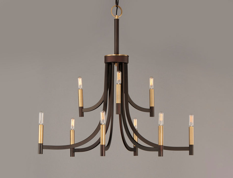 Maxim - 21529BZAB - Nine Light Chandelier - Lyndon - Bronze / Antique Brass