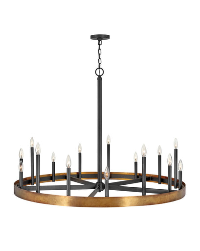 Wells LED Chandelier Weathered Brass