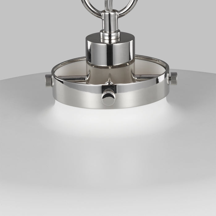 Visual Comfort Studio - CP1231MWTPN - One Light Pendant - Wellfleet - Matte White and Polished Nickel