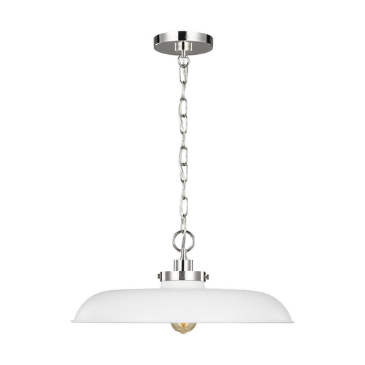 Visual Comfort Studio - CP1231MWTPN - One Light Pendant - Wellfleet - Matte White and Polished Nickel