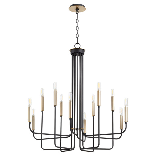 Hope 12 Light Chandelier Textured Black w/ Aged Brass