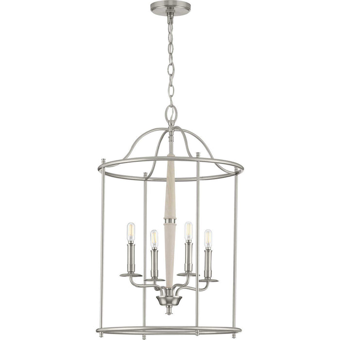 Progress Lighting - P500210-009 - Four Light Foyer Pendant - Durrell - Brushed Nickel