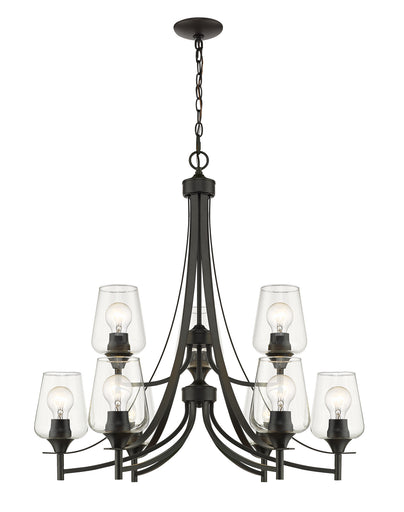 Joliet Nine Light Chandelier Matte Black