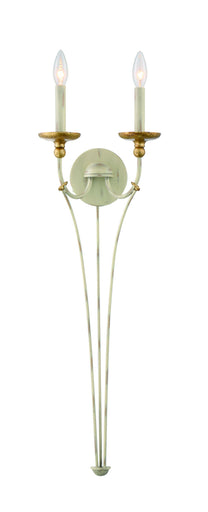 Westchester County Two Light Wall Sconce Farmhouse White w/Gilded Gold Leaf