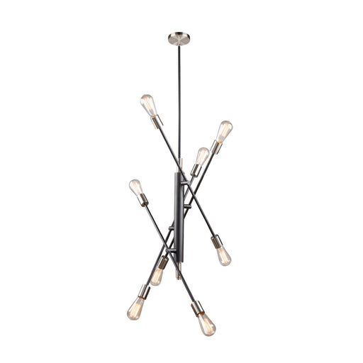 Truro Eight Light Pendant Black & Brushed Nickel
