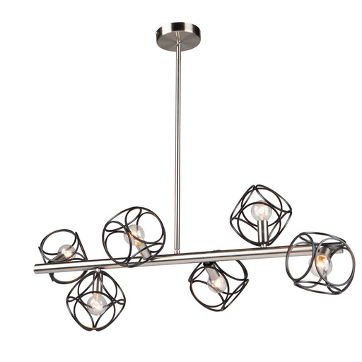 Sorrento Six Light Island Pendant Matte Black & Satin Nickel