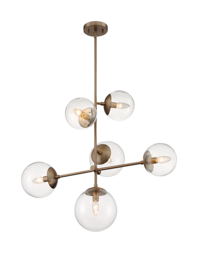 Sky Six Light Pendant Burnished Brass