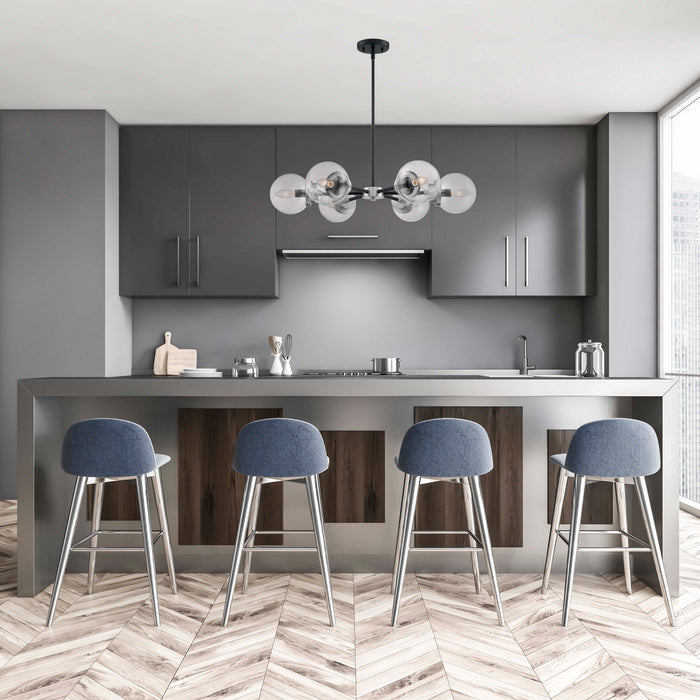 Nuvo Lighting - 60-7136 - Six Light Chandelier - Axis - Matte Black / Brushed Nickel