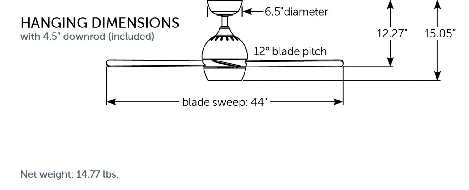 Fanimation - FP7644GR - 44 Inches Ceiling Fan - Kwad 44 - Matte Greige