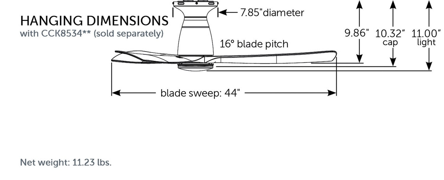 Fanimation - FPD8547MW - 44 Inches Ceiling Fan - Kute 44 - Matte White