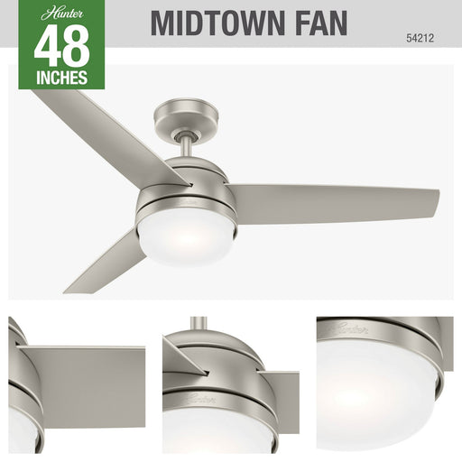 Hunter - 54212 - 48 InchesCeiling Fan - Midtown - Matte Nickel