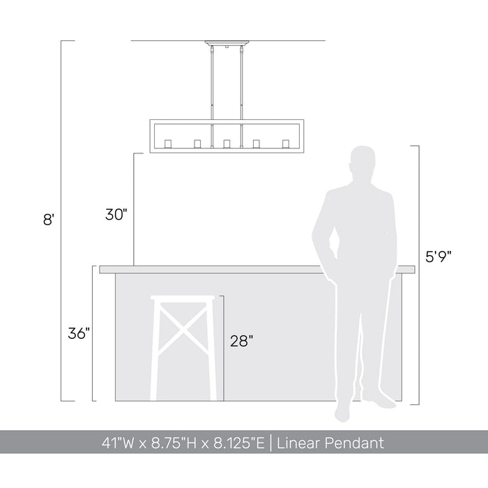 Golden - 0270-LP BLK - Five Light Linear Pendant - Sutton - Matte Black