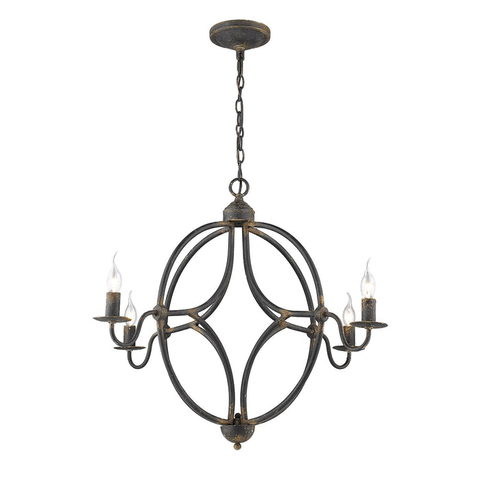 Golden - 0830-4 ABI - Four Light Chandelier - Caspian - Antique Black Iron