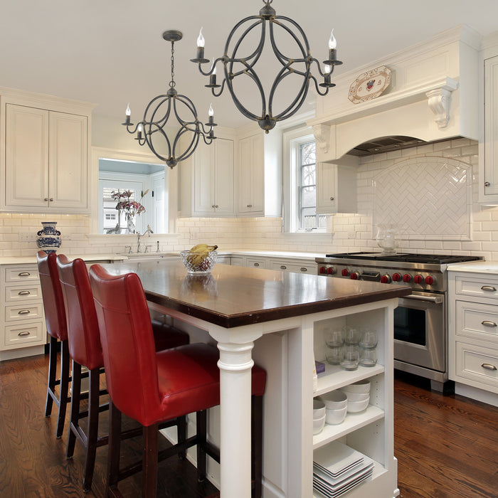 Golden - 0830-4 ABI - Four Light Chandelier - Caspian - Antique Black Iron