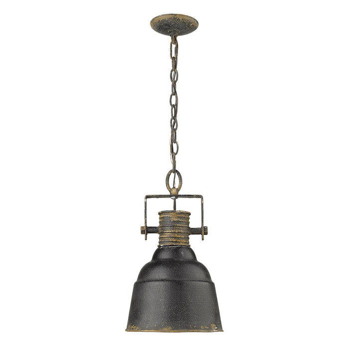 Golden - 0843-1P ABI - One Light Mini Pendant - Quarry - Antique Black Iron