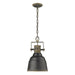 Golden - 0843-1P ABI - One Light Mini Pendant - Quarry - Antique Black Iron
