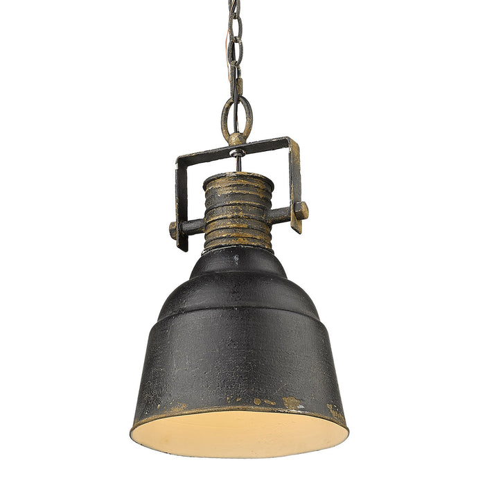 Golden - 0843-1P ABI - One Light Mini Pendant - Quarry - Antique Black Iron