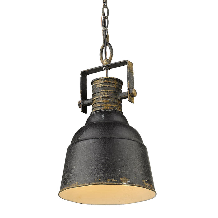 Golden - 0843-1P ABI - One Light Mini Pendant - Quarry - Antique Black Iron