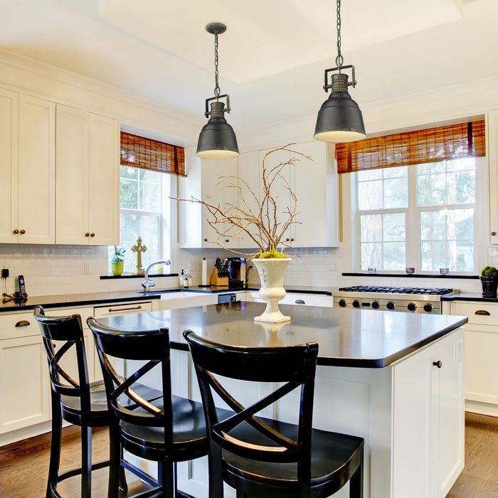 Golden - 0843-1P ABI - One Light Mini Pendant - Quarry - Antique Black Iron