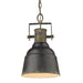 Golden - 0843-1P ABI - One Light Mini Pendant - Quarry - Antique Black Iron