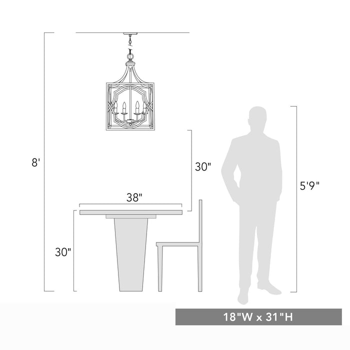 Golden - 0885-4P AI - Four Light Pendant - Laurent - Antique Ivory