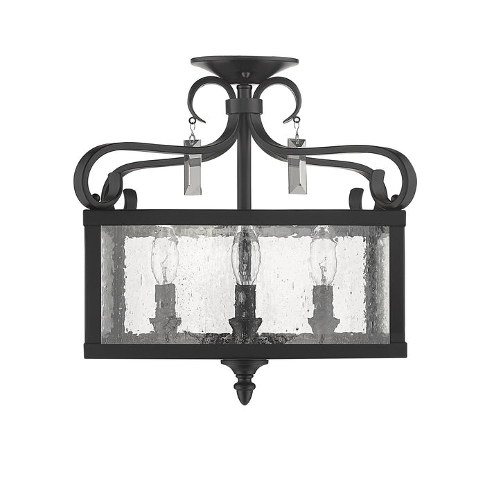 Golden - 2049-SF BLK - Four Light Semi-Flush Mount - Valencia - Matte Black