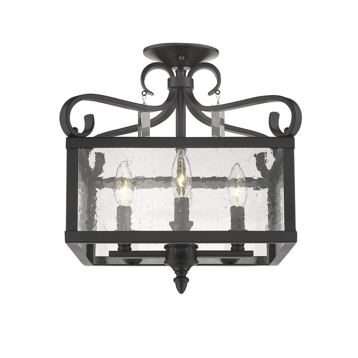 Golden - 2049-SF BLK - Four Light Semi-Flush Mount - Valencia - Matte Black