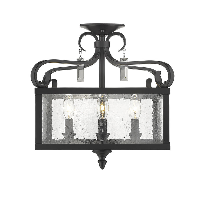 Golden - 2049-SF BLK - Four Light Semi-Flush Mount - Valencia - Matte Black