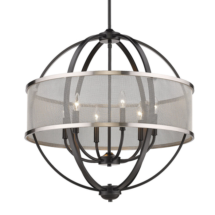 Golden - 3167-6 BLK-PW - Six Light Chandelier - Colson - Matte Black