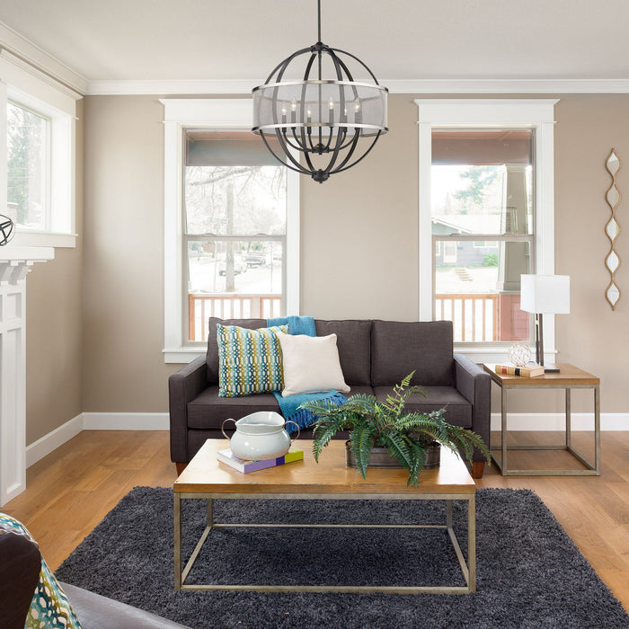 Golden - 3167-6 BLK-PW - Six Light Chandelier - Colson - Matte Black