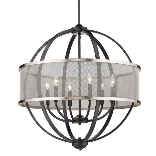 Golden - 3167-6 BLK-PW - Six Light Chandelier - Colson - Matte Black