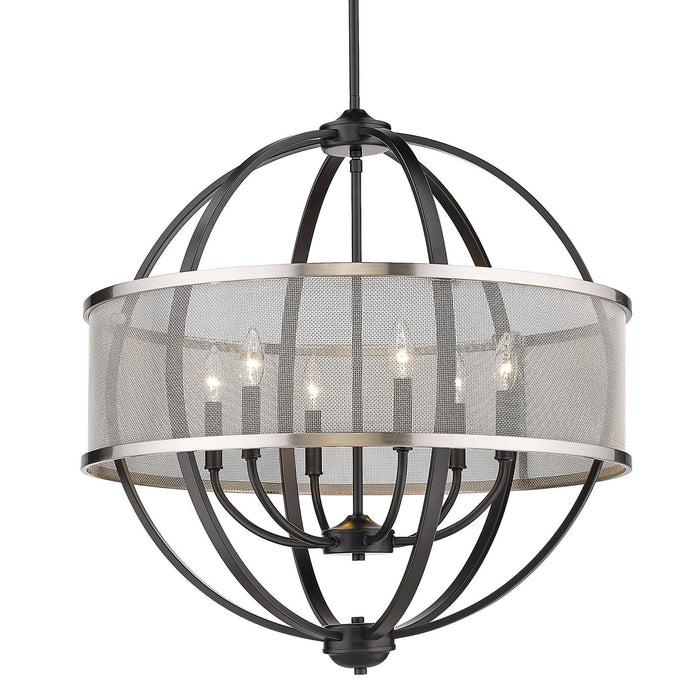 Golden - 3167-6 BLK-PW - Six Light Chandelier - Colson - Matte Black