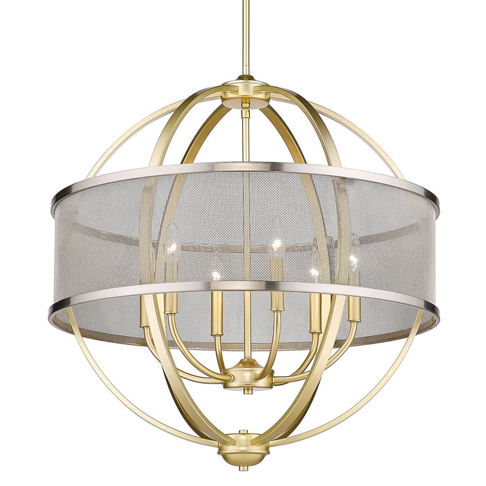 Golden - 3167-6 OG-PW - Six Light Chandelier - Colson - Olympic Gold