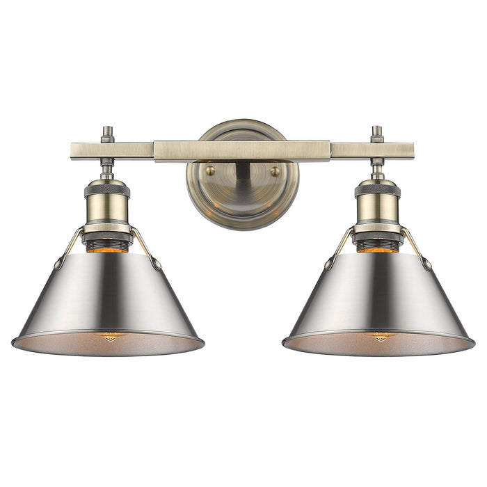 Golden - 3306-BA2 AB-PW - Two Light Bath Vanity - Orwell AB - Aged Brass