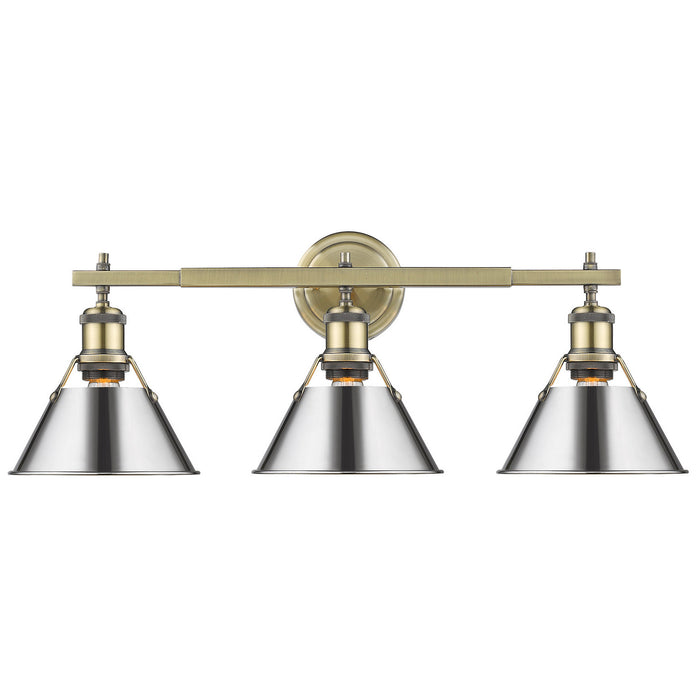 Golden - 3306-BA3 AB-CH - Three Light Bath Vanity - Orwell AB - Aged Brass