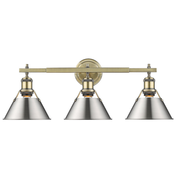 Golden - 3306-BA3 AB-PW - Three Light Bath Vanity - Orwell AB - Aged Brass