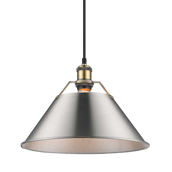 Golden - 3306-L AB-PW - One Light Pendant - Orwell AB - Aged Brass