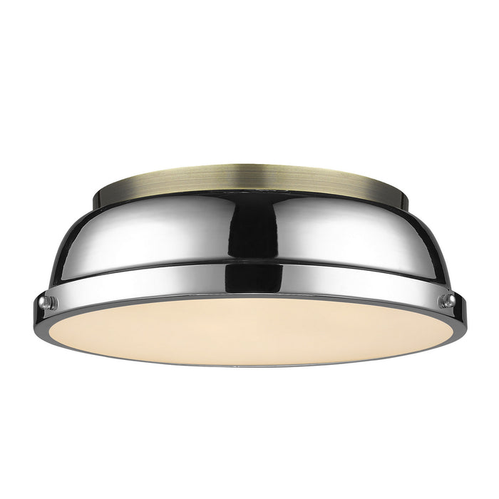 Golden - 3602-14 AB-CH - Two Light Flush Mount - Duncan - Aged Brass