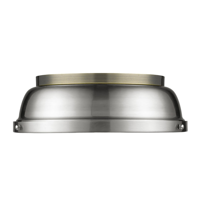 Golden - 3602-14 AB-PW - Two Light Flush Mount - Duncan - Aged Brass