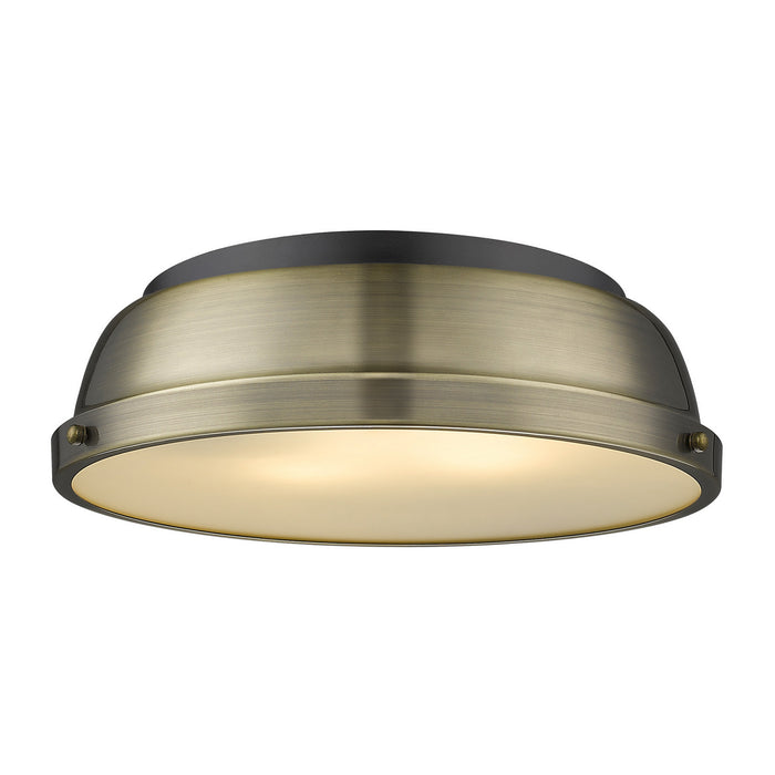 Golden - 3602-14 BLK-AB - Two Light Flush Mount - Duncan - Matte Black