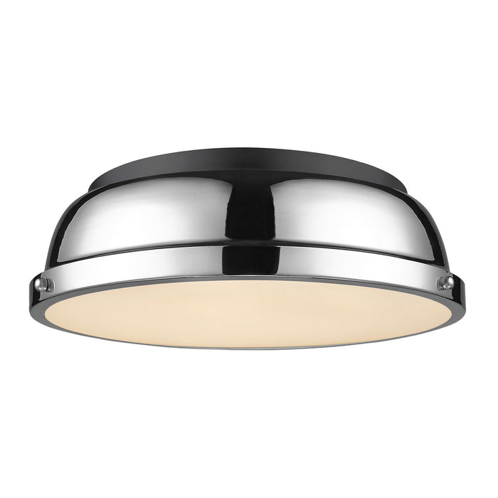 Golden - 3602-14 BLK-CH - Two Light Flush Mount - Duncan - Matte Black